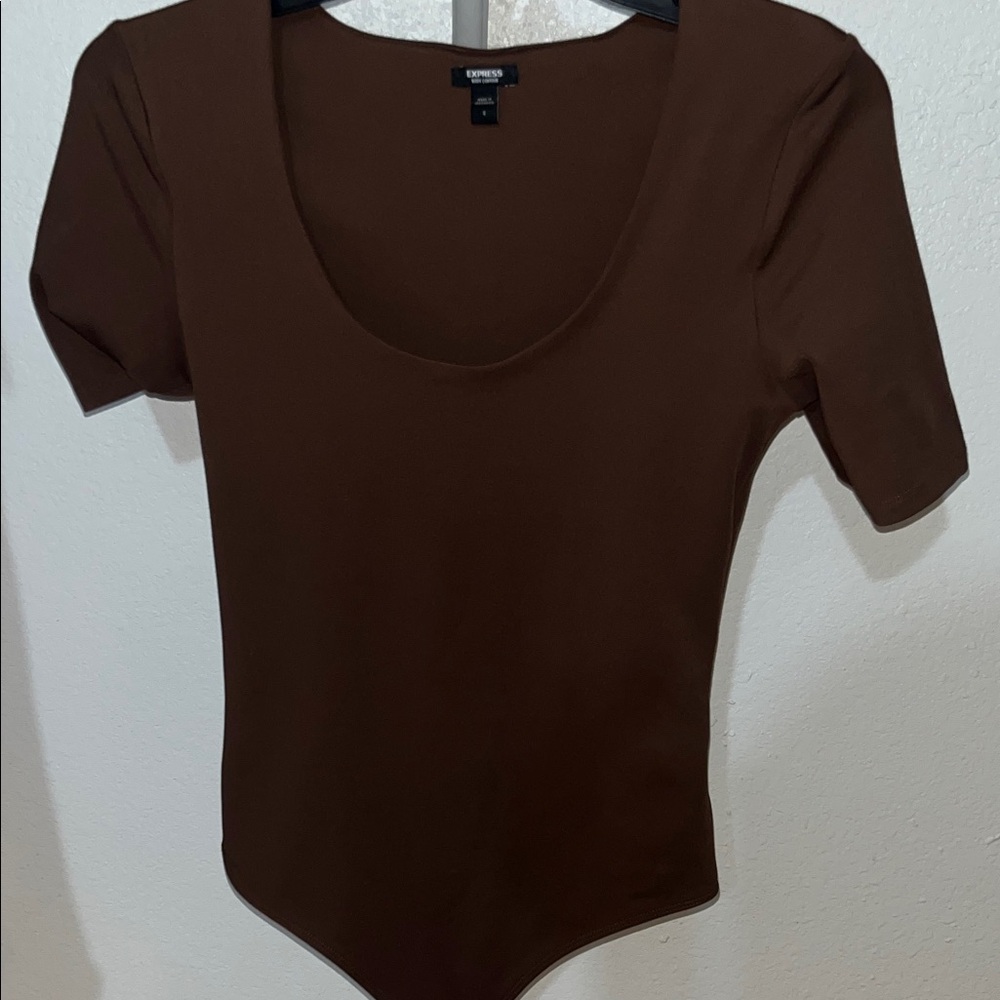 Express Chocolate Scoop Neck Bodysuit
